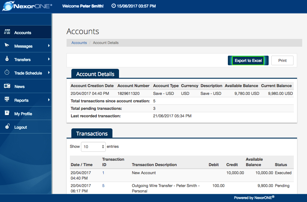 Download executed transactions into a file