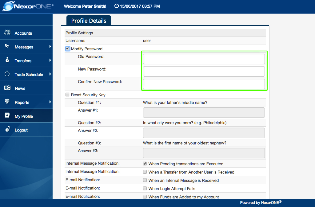 ... Write down your old password and new password When completed click on the 'Save' button.