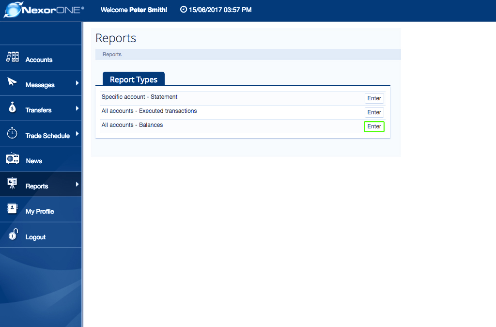 ... Click on the 'Enter' button to view all account balances.